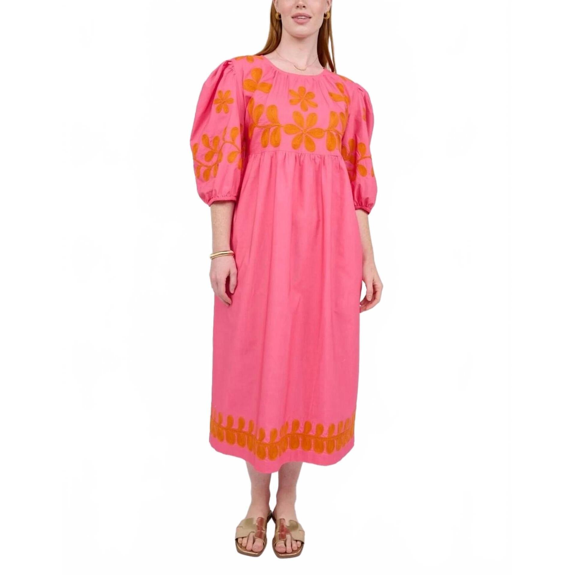 New Uncle Frank Cord Embroidered Dress In Pink